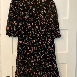 Ganni black floral mini dress size 38